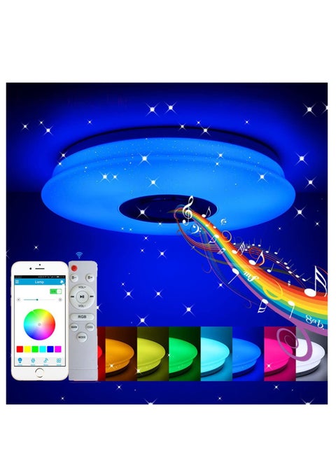 Music Ceiling Light with Bluetooth Speaker, RGB Color LED Light with APP and Remote Control, Adjustable Brightness, 36W 3600LM Lamp