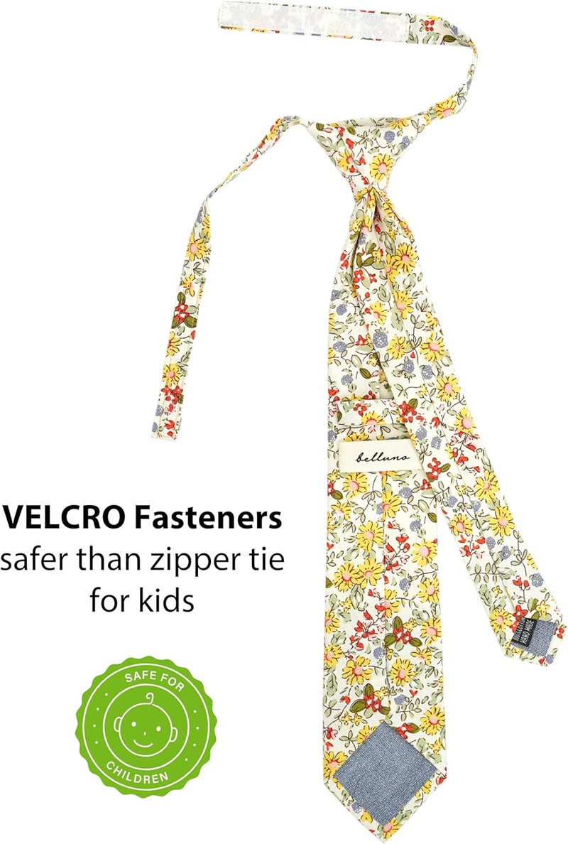 BELLUNO Boys' Floral Ties, Hook and Loop Pre-tied Flower Ties for Little Kids and Pre-teens - Image 1