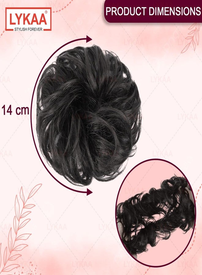 LYKAA Messy Bun Hair Piece Hair Extensions With Elastic Rubber Band, Bun Juda Hairpiece, Synthetic Hair Scrunchies Artificial Fake Donuts Maker for Women Girls (1 Pcs/Black) - Image 2