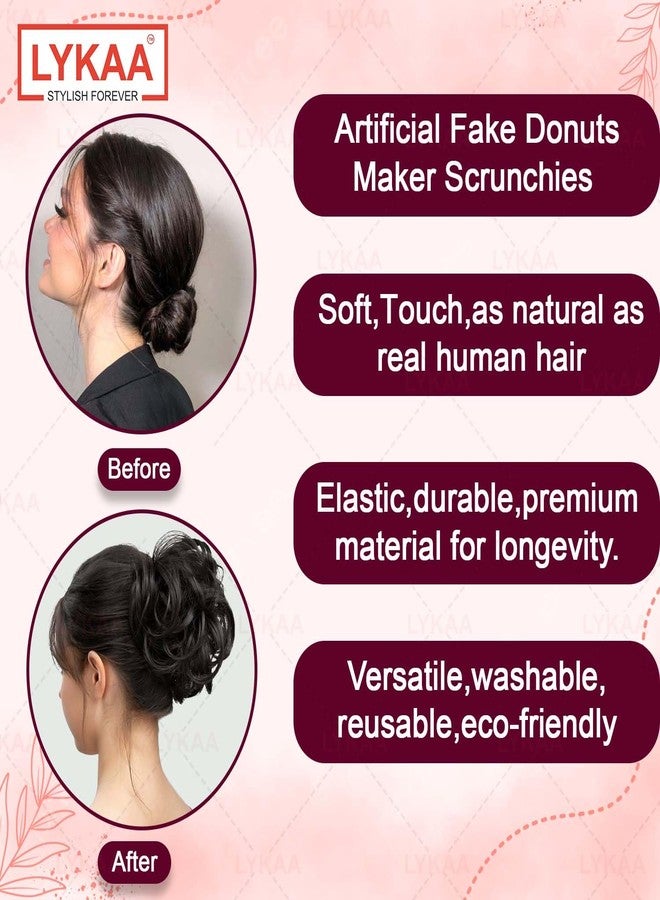 LYKAA Messy Bun Hair Piece Hair Extensions With Elastic Rubber Band, Bun Juda Hairpiece, Synthetic Hair Scrunchies Artificial Fake Donuts Maker for Women Girls (1 Pcs/Black) - Image 4