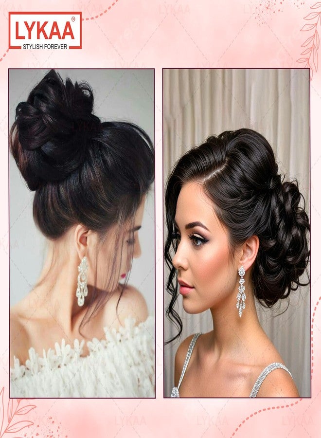 LYKAA Messy Bun Hair Piece Hair Extensions With Elastic Rubber Band, Bun Juda Hairpiece, Synthetic Hair Scrunchies Artificial Fake Donuts Maker for Women Girls (1 Pcs/Black) - Image 5