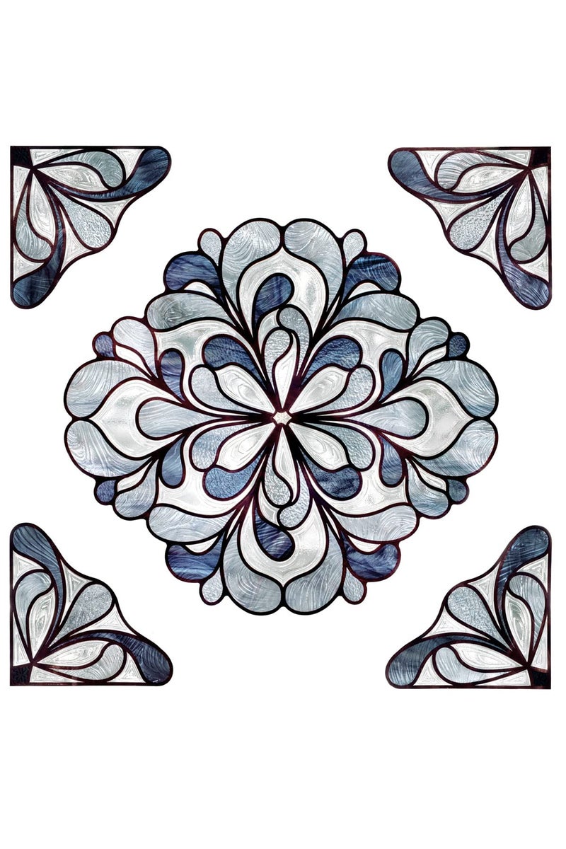 Artscape Capri Slate Accent | Window Privacy Film Stained Glass Pattern | Non-Adhesive & UV Protection | Easy to Apply & Removable | 12 x 12 inches | Made in USA - Image 2