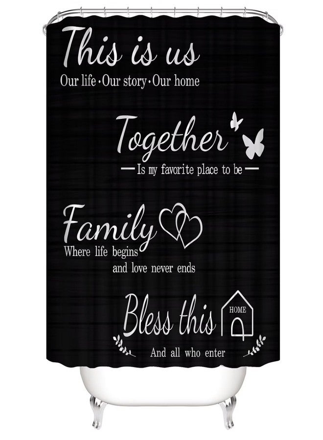 AZHM Family Shower Curtain Set Black Home Bathroom Set with Shower Curtain and Rugs and Accessories Bathroom Decor Curtain with 12 Hooks - Image 2