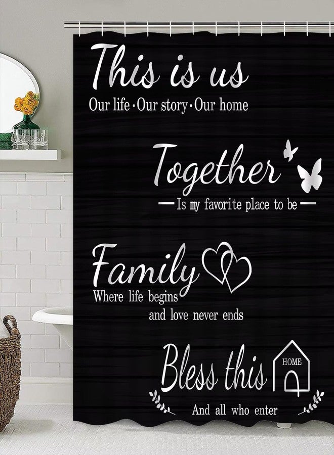 AZHM Family Shower Curtain Set Black Home Bathroom Set with Shower Curtain and Rugs and Accessories Bathroom Decor Curtain with 12 Hooks - Image 5