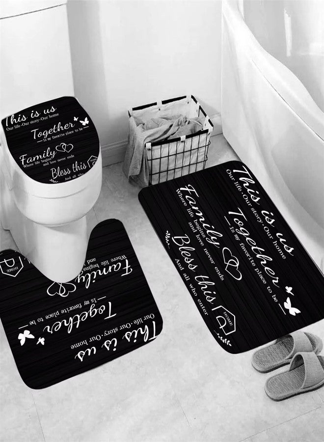 AZHM Family Shower Curtain Set Black Home Bathroom Set with Shower Curtain and Rugs and Accessories Bathroom Decor Curtain with 12 Hooks - Image 3