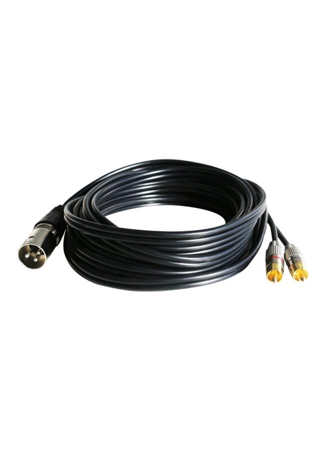 NIBEMINENT RCA To 2 XLR Amplifier Audio Cable Black/Silver  - Image 1