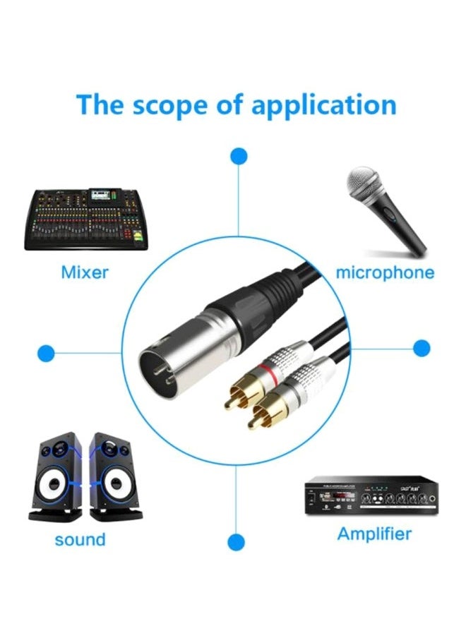 NIBEMINENT RCA To 2 XLR Amplifier Audio Cable Black/Silver  - Image 4