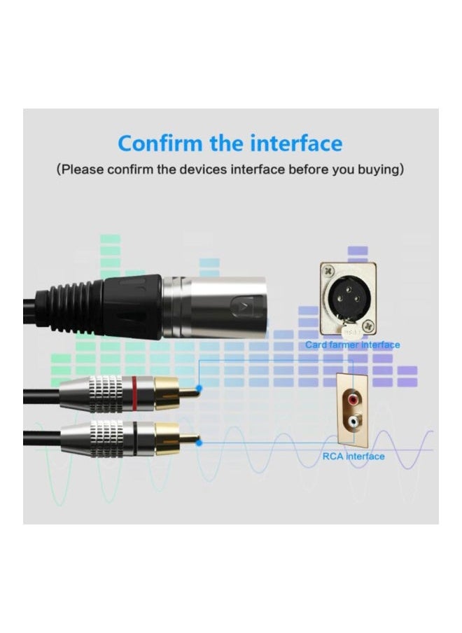 NIBEMINENT RCA To 2 XLR Amplifier Audio Cable Black/Silver  - Image 5