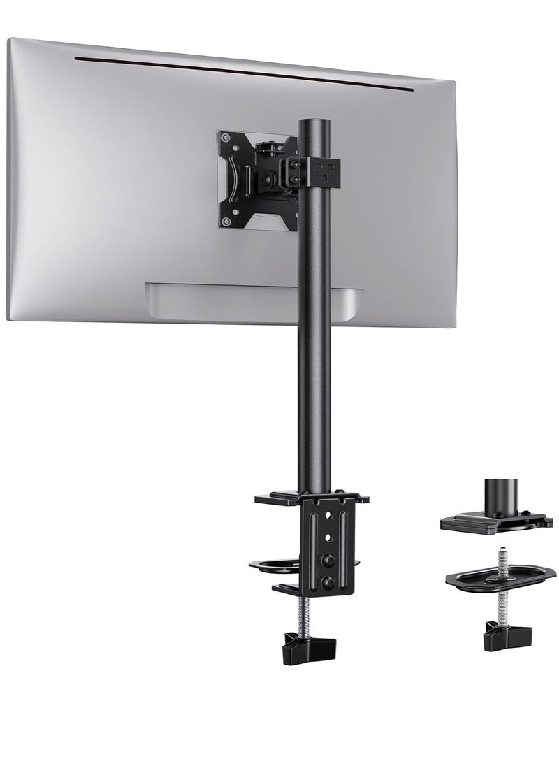 ELTRAZONE Monitor Mount for 13-32" Screens, Adjustable Height & Angle, Supports Up to 17.6lbs, Improved LCD/LED Monitor Riser, Single Desk Mount Stand, Black – Ergonomic & Space-Saving Design (Model: EGCM12) - Image 1