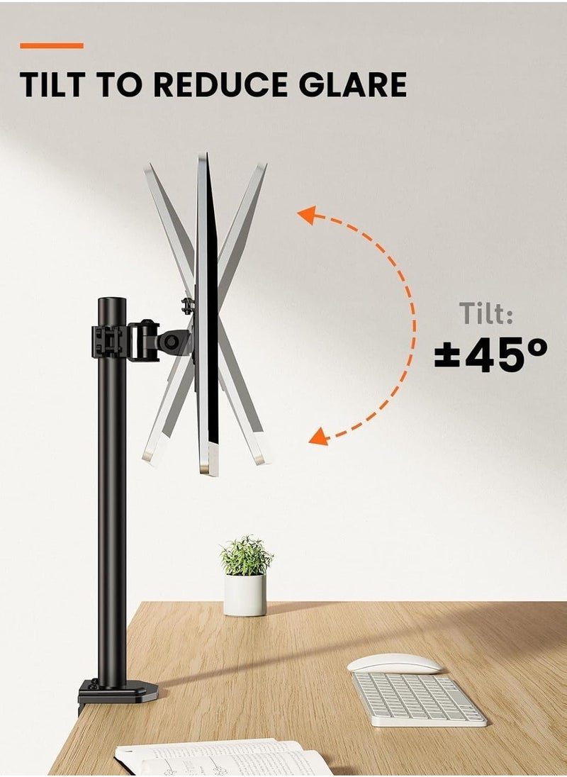 ELTRAZONE Monitor Mount for 13-32" Screens, Adjustable Height & Angle, Supports Up to 17.6lbs, Improved LCD/LED Monitor Riser, Single Desk Mount Stand, Black – Ergonomic & Space-Saving Design (Model: EGCM12) - Image 3