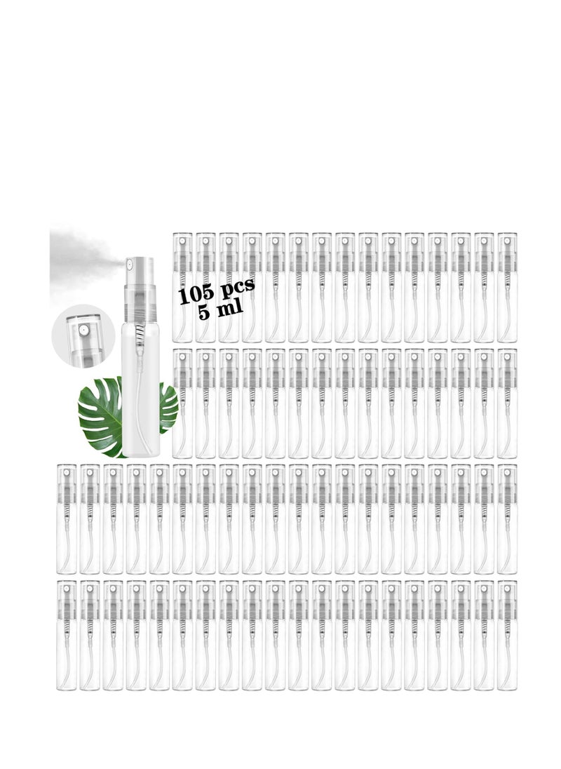 Csdtylh - Mini Spray Bottle 105PCS 5ML Clear Glass Perfume Bottles Refillable Fine Mist Spray Bottles Empty Fragrance Sample Spray Containers Cosmetics Atomizer for Cleaning,Travel,Essential Oils - Image 1