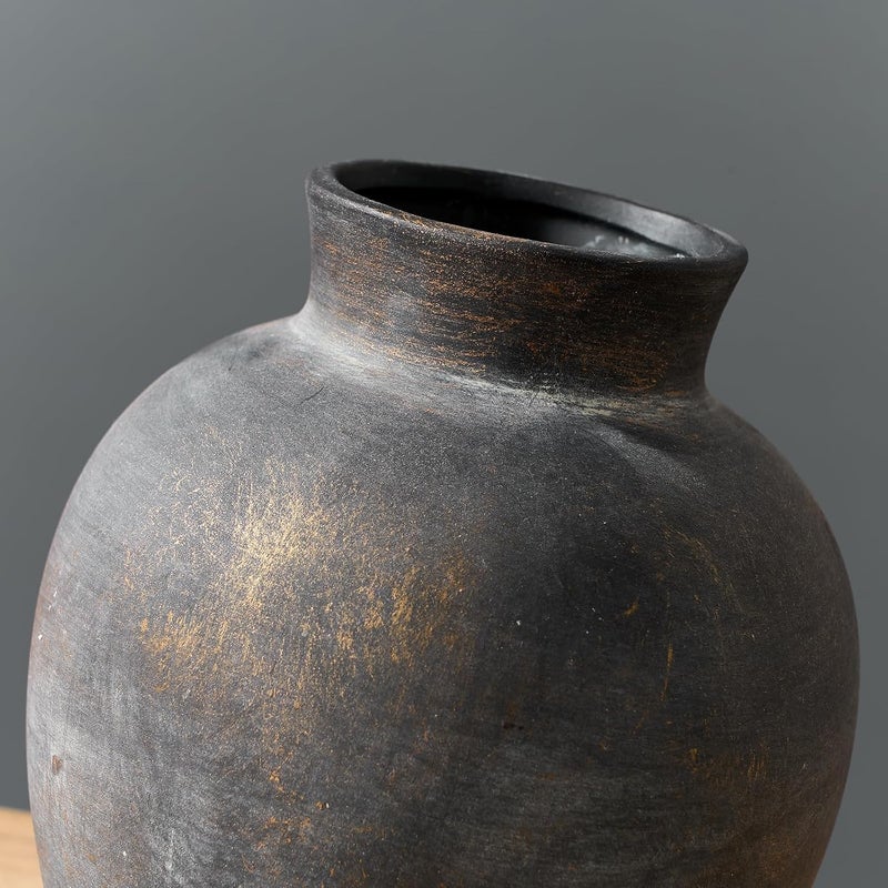SIDUCAL Ceramic Decorative Flower Vase | 6 Inch Pottery Rustic Farmhouse | Boho | Terracotta Vase for Home Decor, Table, Living Room, Bathroom, Shelf, Mantel Decoration, Bronze - Image 5
