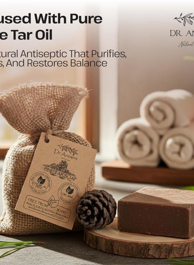 Dr.Ancient Pine Tar Black Soap Bar, Organic Soap Bars Handcrafted the Traditional Way, Natural Chemical-Free, Vegan, Used for Face and Body, Deep Cleansing, and Nourishing Daily Skin - Image 5