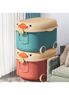 CityRiya-Long Kids Toy Storage Box Children Toy Box Large Storage Bin Rolling Storage Organizer/Basket/Trunk for Kids Clothes Toys Storage Cube Home Chest Toy Storage Organizer Container with Wheels for Kids  - Image 3