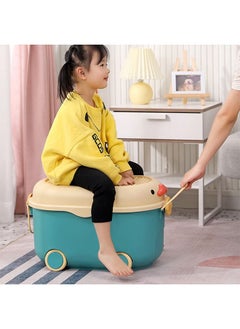 CityRiya-Long Kids Toy Storage Box Children Toy Box Large Storage Bin Rolling Storage Organizer/Basket/Trunk for Kids Clothes Toys Storage Cube Home Chest Toy Storage Organizer Container with Wheels for Kids  - Image 4