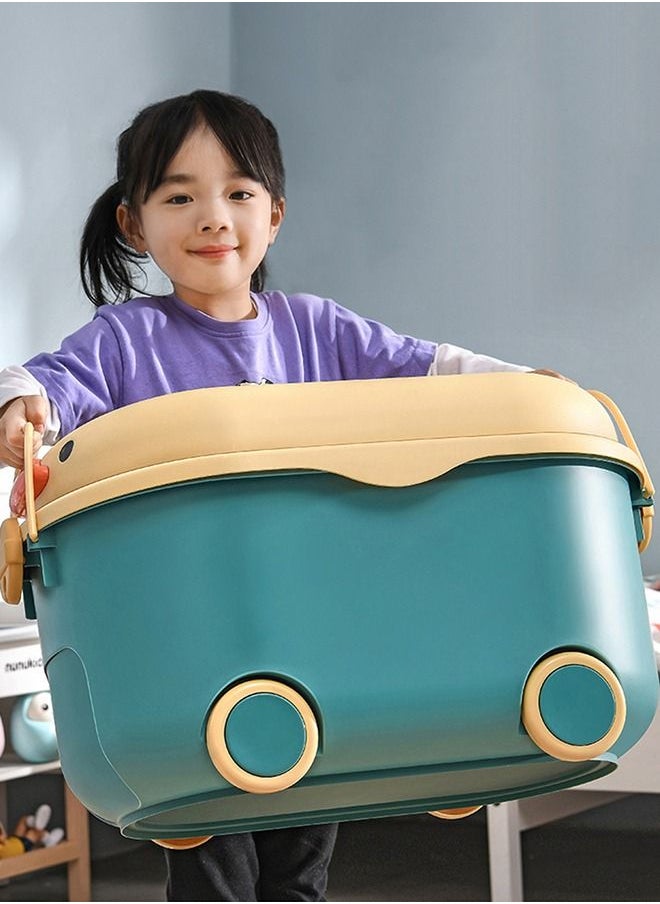 CityRiya-Long Kids Toy Storage Box Children Toy Box Large Storage Bin Rolling Storage Organizer/Basket/Trunk for Kids Clothes Toys Storage Cube Home Chest Toy Storage Organizer Container with Wheels for Kids  - Image 5
