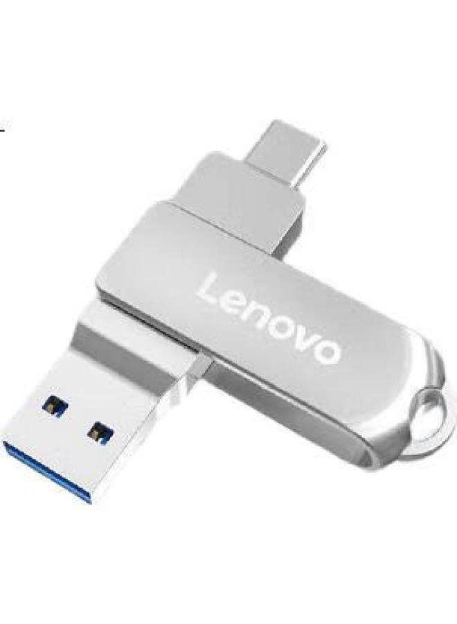 Lenovo Lenovo 64Gb Phone Usb Flash Drive, Type-C Usb3.2 Dual Interface Rotating Flash Drive, Durable Metal, Essential For Business And Office, Ss360 Series Silver - Image 3