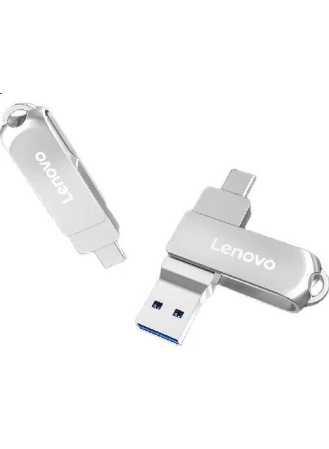 Lenovo Lenovo 64Gb Phone Usb Flash Drive, Type-C Usb3.2 Dual Interface Rotating Flash Drive, Durable Metal, Essential For Business And Office, Ss360 Series Silver - Image 1