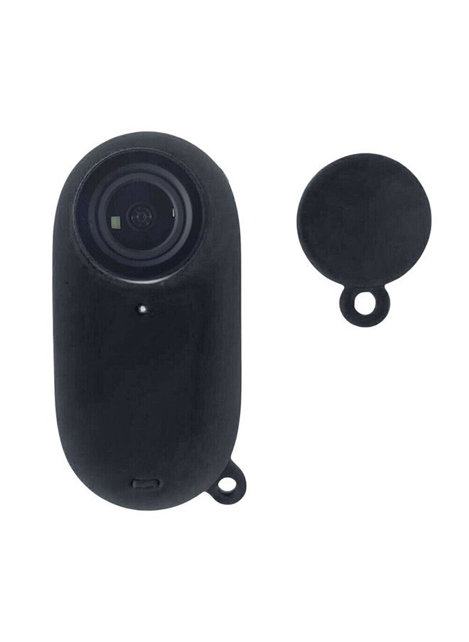 O Ozone واقي كاميرا من السيليكون مع غطاء عدسة لـ Insta360 GO 3، جراب واقي مضاد للانزلاق لكاميرا الحركة مع فتحة تعليق (أسود)  - Image 1