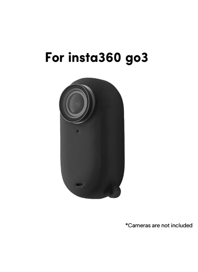 O Ozone واقي كاميرا من السيليكون مع غطاء عدسة لـ Insta360 GO 3، جراب واقي مضاد للانزلاق لكاميرا الحركة مع فتحة تعليق (أسود)  - Image 2