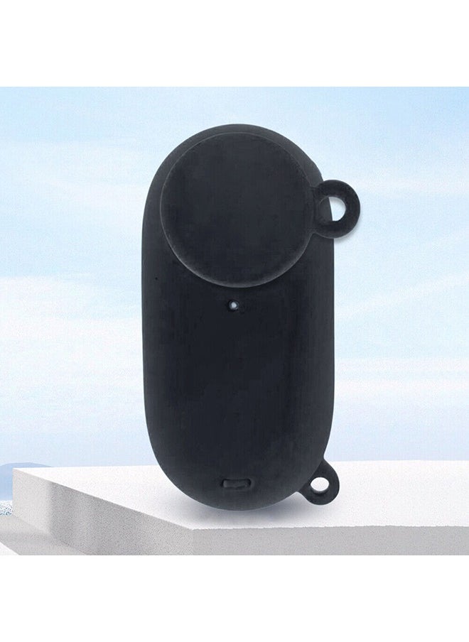 O Ozone واقي كاميرا من السيليكون مع غطاء عدسة لـ Insta360 GO 3، جراب واقي مضاد للانزلاق لكاميرا الحركة مع فتحة تعليق (أسود)  - Image 3