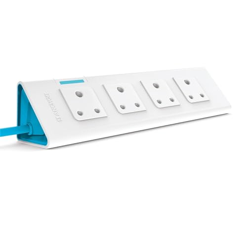 anchor by panasonic 22061 6A Power Strip 4 Socket Spike Guard with Single Switch (1.5 m, White and Blue) - Image 1