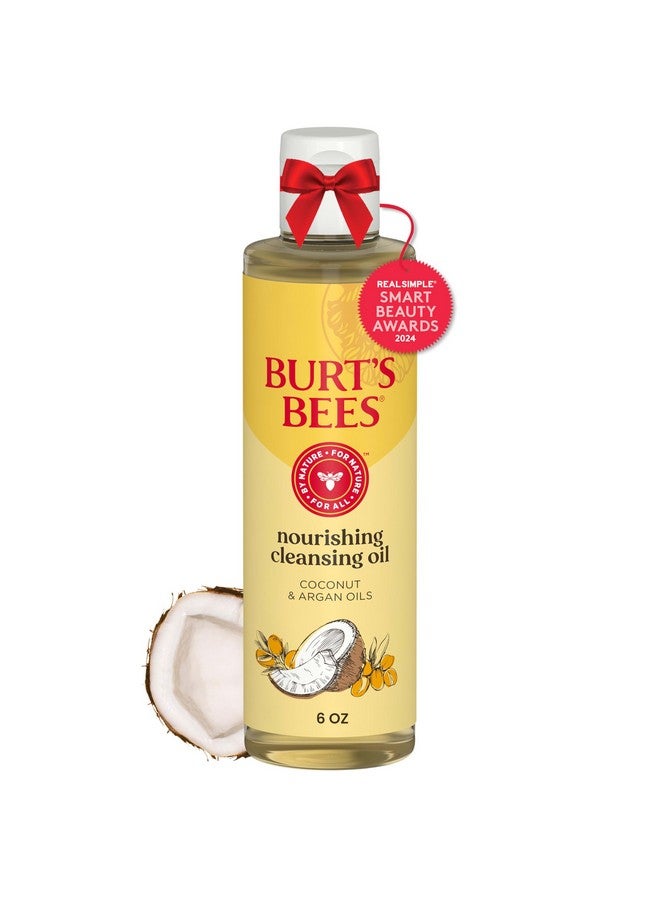 بيرتس بيز هدايا عيد الميلاد من بيرتس بيز، زيت منظف مغذي بزيتي جوز الهند والأرغان، زيت منظف للوجه للبشرة العادية إلى الجافة، من مصادر طبيعية للعناية بالبشرة، زجاجة سعة 6 أونصات سائلة. - Image 1
