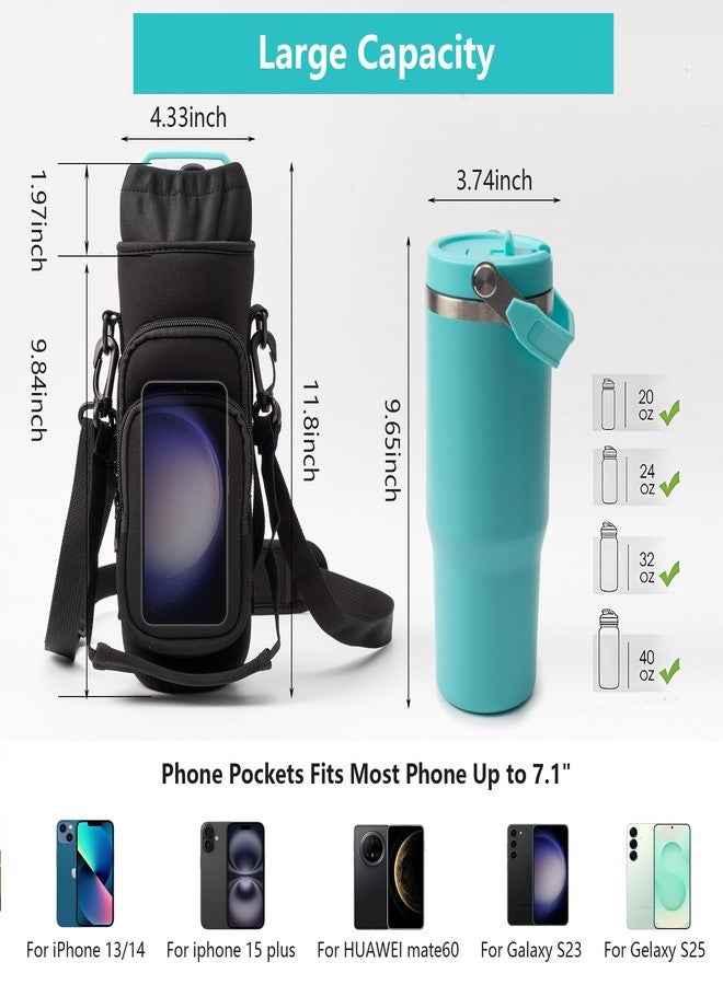 linmaya Water Bottle Holder Carrier Bag Fits Stanley IceFlow Owala 16/24/32/40oz - Image 2