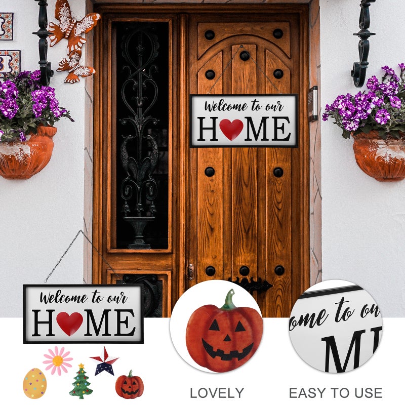 🏠 لوحة ترحيب موسمية قابلة للتغيير للديكور الاحتفالي تعليق جداري أنيق - Image 4