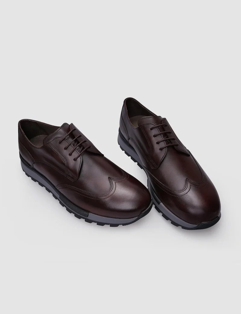 Cabani Leather Brown Lace-Up Men's Casual Shoes