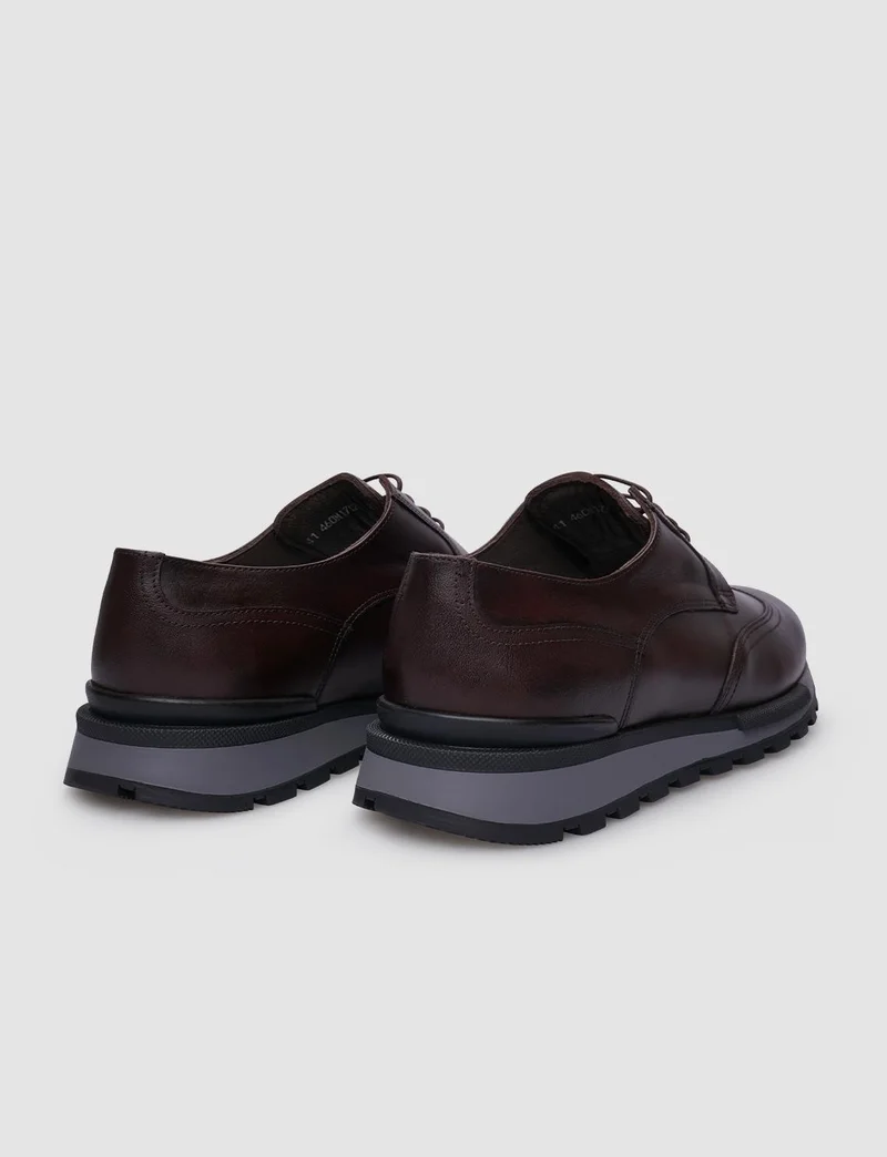 Cabani Leather Brown Lace-Up Men's Casual Shoes