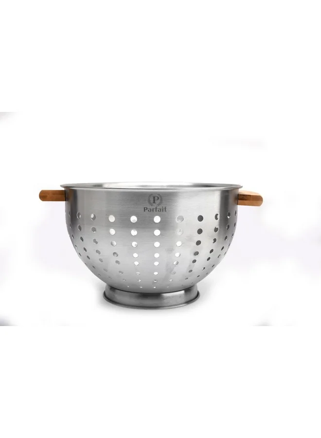 PARFAIT Stainless Steel Colander with Bamboo Handle Silver and Brown 16 x 25 x 31 cm N-J401KX0031
