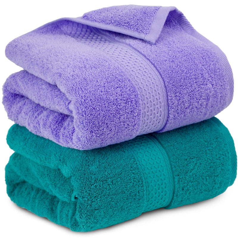 Cleanbear Soft Towels Bath Shower Towel Set for Body Drying Thick and Highly Absorbent Lavender  Turquoise