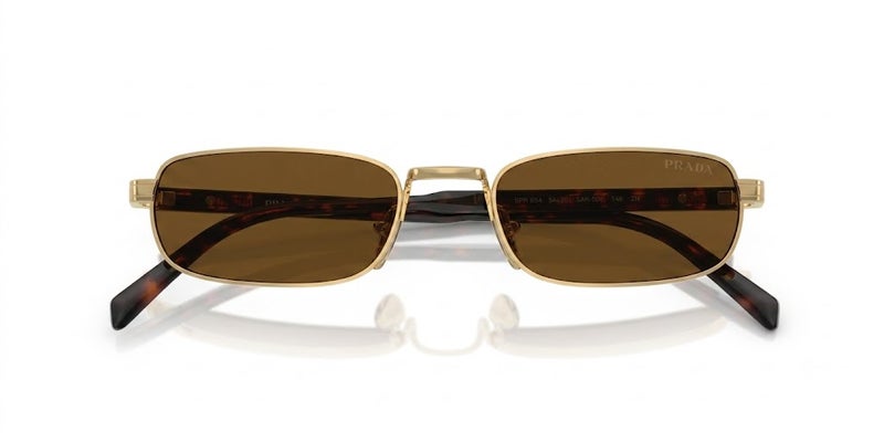 Prada SPRB54S 5AK-40K 54 Gold Metal Rectangle Sunglasses with Brown Lenses for Unisex - Image 3