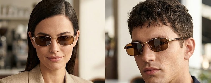 Prada SPRB54S 5AK-40K 54 Gold Metal Rectangle Sunglasses with Brown Lenses for Unisex - Image 5
