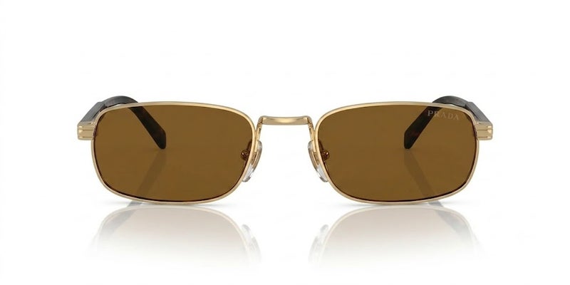 Prada SPRB54S 5AK-40K 54 Gold Metal Rectangle Sunglasses with Brown Lenses for Unisex - Image 2