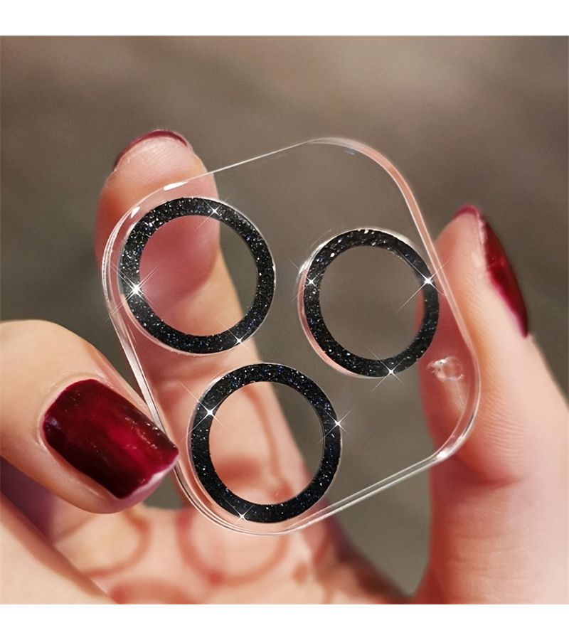 A Set Of 2 Integrated Glitter Lens Protectors Designed For Iphone 16 Plus Featuring 9H Scratch Resistance And Durability With Eye Catching Silvery Diamond Design - Image 4