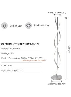 HOCC Creative Spiral LED DNA Floor Lamp Silver  - Image 4