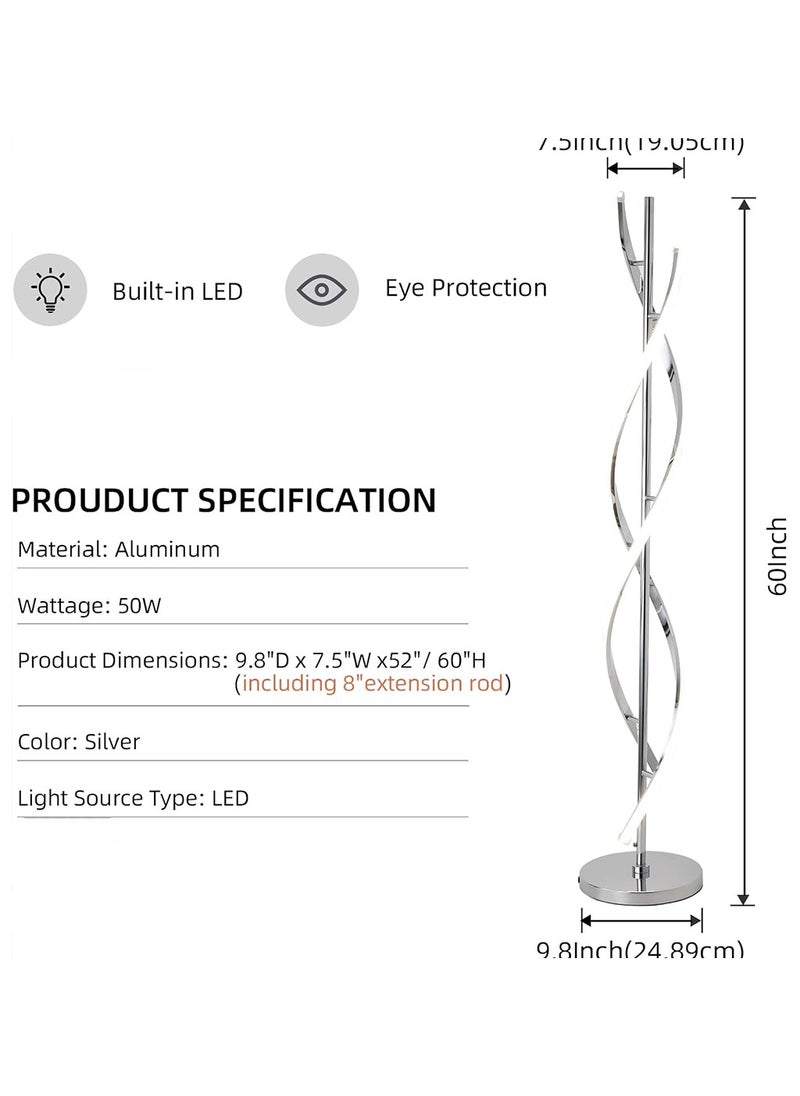 HOCC Creative Spiral LED DNA Floor Lamp Silver  - Image 4