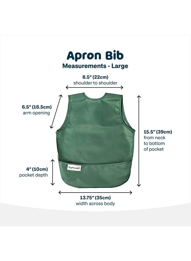 Tiny Twinkle Mess-Proof Apron Toddler Bibs w/Tug-Proof Closure, Baby Food Bibs, 2 Pack (Slate Olive, Large 2-4 Years) - Image 5