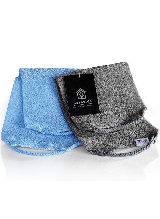 CASAVIDA Back Scrubber for Shower Towel - Back Scrubber Shower Cloth Nylon Japanese Stretchable Bath Exfoliating Towel Body Shower Wash Rear Scrub Wash Scrubbers Back Scrub Washcloth 2 Pack by CasaVida - Image 1