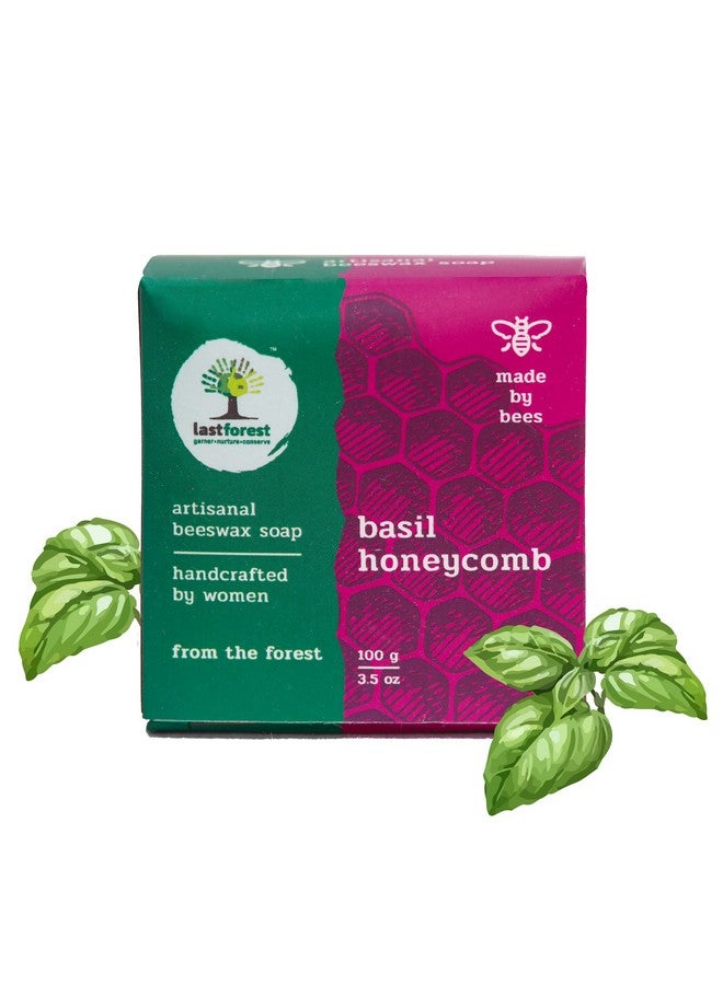 Last Forest Beeswax Soap (100gm), Herbal Bathing Soap for Glowing Skin, Handcrafted, Handmade, 100% Ingredients, Moisturizing, Beeswax, Bathing Soap for Men & Women (Basil) - Image 1