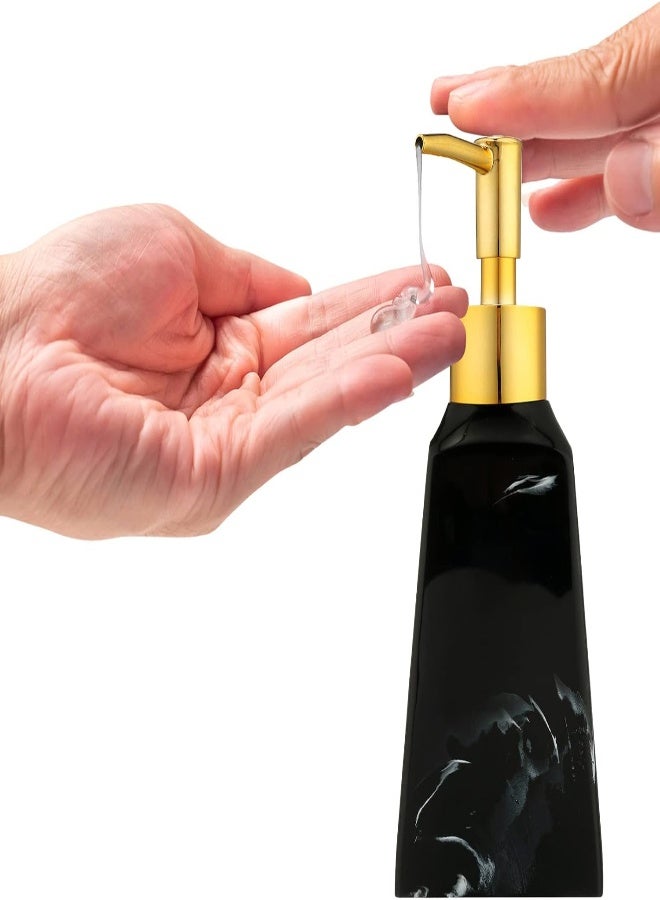 AKDC 250Ml Luxury Resin Soap Dispenser, Black White Soap Dispenser Bottle, Liquid Lotion Hand Soap Dispenser Soap Pump For Home Bathroom Countertop (Black)  - Image 1