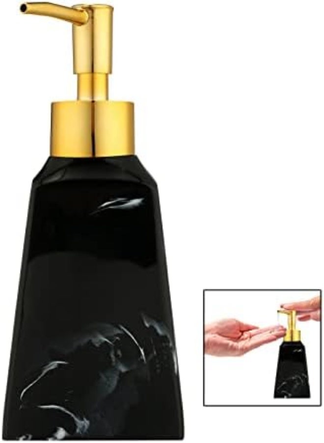 AKDC 250Ml Luxury Resin Soap Dispenser, Black White Soap Dispenser Bottle, Liquid Lotion Hand Soap Dispenser Soap Pump For Home Bathroom Countertop (Black)  - Image 4
