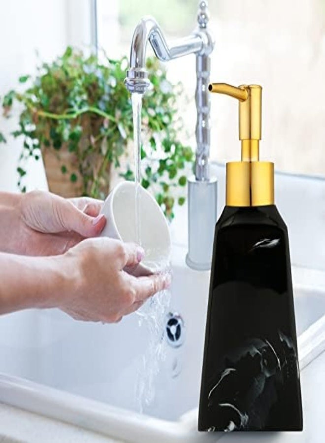 AKDC 250Ml Luxury Resin Soap Dispenser, Black White Soap Dispenser Bottle, Liquid Lotion Hand Soap Dispenser Soap Pump For Home Bathroom Countertop (Black)  - Image 3