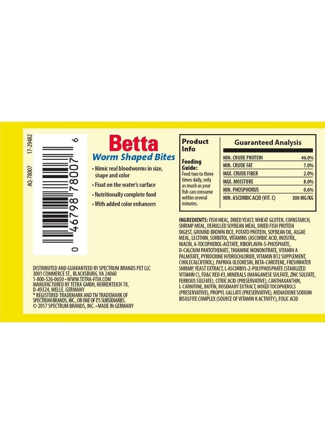 تترا لدغات على شكل دودة من Tetra BettaMin، 0.98 أونصة، نظام غذائي كامل لأسماك البيتا - Image 2