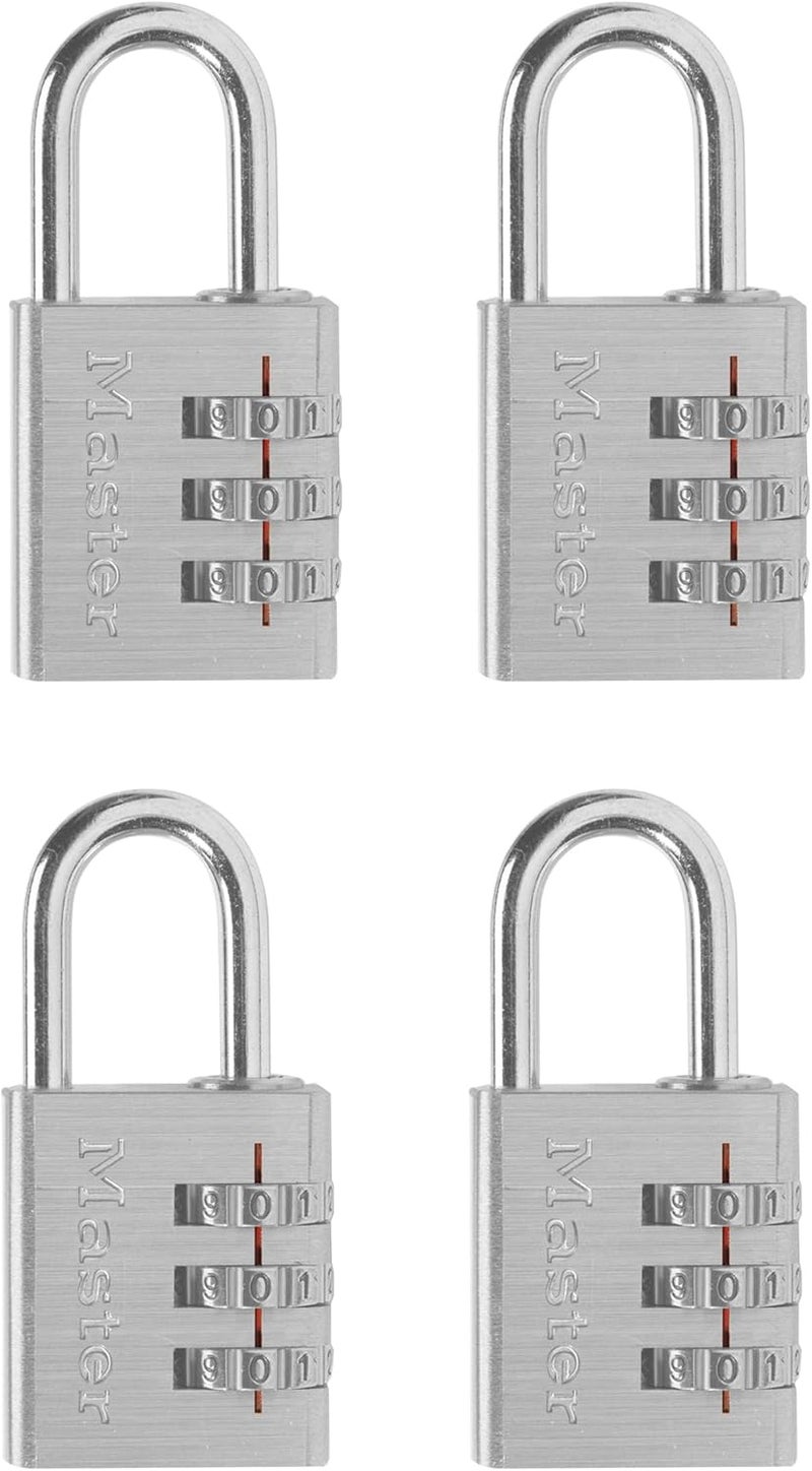MasterLock Set Your Own Combination Lock, Aluminum, 1-3/16 in. Wide, 4 pk, 630EC4 (Pack of 10) - Image 1