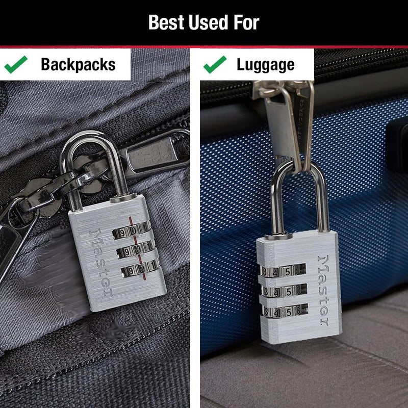 MasterLock Set Your Own Combination Lock, Aluminum, 1-3/16 in. Wide, 4 pk, 630EC4 (Pack of 10) - Image 3