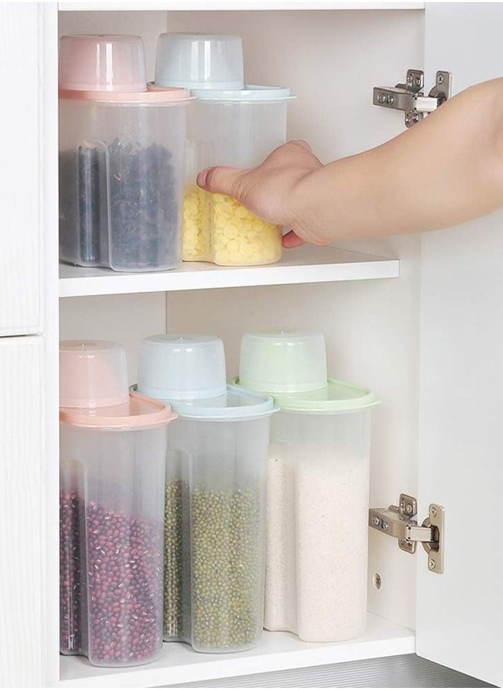 BEEK Elinala Cereal Storage, 4-Piece Storage Containers Set, Labelled Storage Boxes for the Kitchen with Lid for Dry Food, Cereals and Flour.