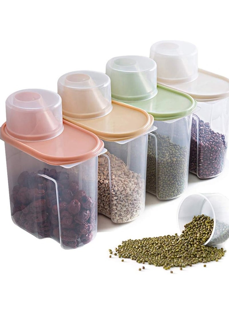 BEEK Elinala Cereal Storage, 4-Piece Storage Containers Set, Labelled Storage Boxes for the Kitchen with Lid for Dry Food, Cereals and Flour.